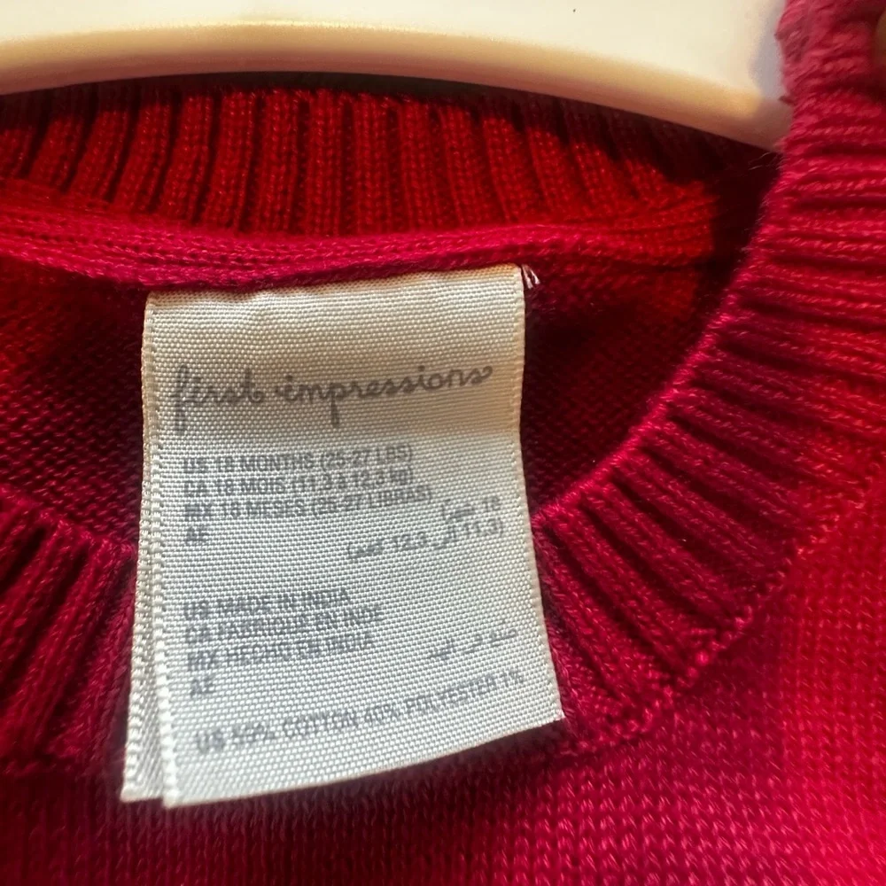 First Impressions Bold Red Sweater and Shirt Set